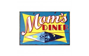 Πίνακας χειροποίητος mom's diner open 24 hours 25x20 εκ