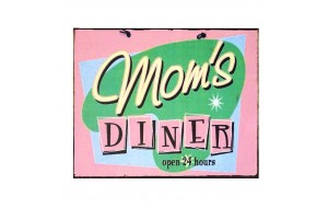 Πίνακας χειροποίητος mom's diner open ροζ 25x20 εκ