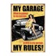 Πίνακας χειροποίητος my garage my rules 20x30 εκ