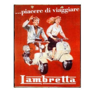 Πίνακας χειροποίητος retro διαφήμιση βέσπας Lambretta 20x25 εκ