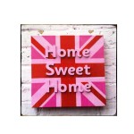 Πίνακας χειροποίητος ροζ home sweet home 21x21 εκ