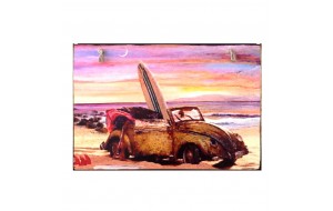 Πίνακας χειροποίητος vintage car in the sunset 30x20 εκ