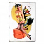 Pinup girl vintage ξύλινος πίνακας