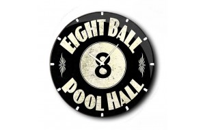 Pool hall ρολόι τοίχου ξύλινο χειροποίητο στρογγυλό 48 εκ