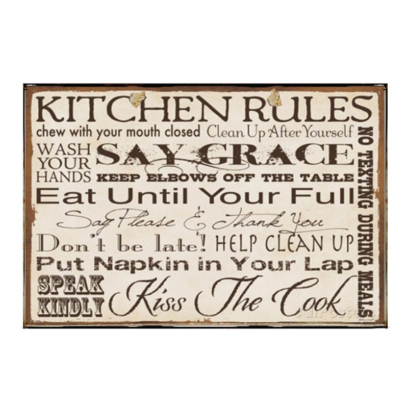 Ρετρό πίνακας χειροποίητος kitchen rules