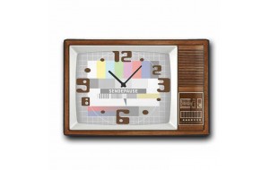 Retro ρολόι τοίχου TV ξύλινο χειροποίητο 48x32 εκ