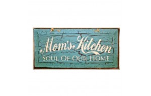 Ρετρό ξύλινος πίνακας χειροποίητος mom's kitchen soul of our home 26x13 εκ