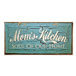 Ρετρό ξύλινος πίνακας χειροποίητος mom's kitchen soul of our home 26x13 εκ