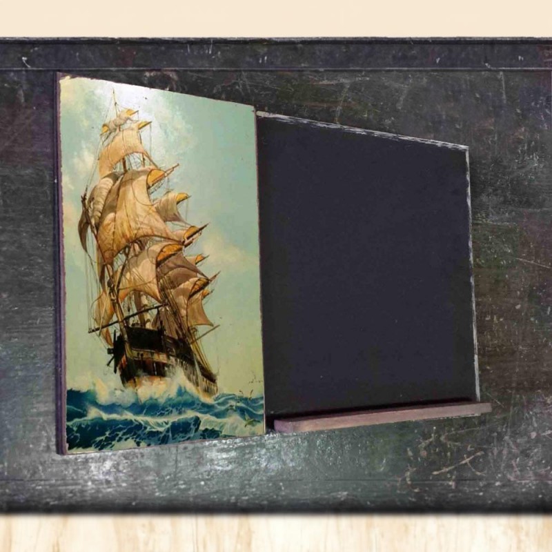 Ship ξύλινος χειροποίητος μαυροπίνακας 38x26 εκ