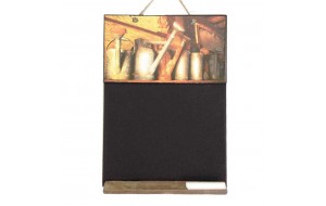 Vintage χειροποίητος μαυροπίνακας ράφι με ποτιστήρια 26x38 εκ