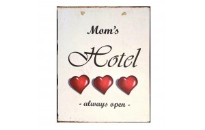 Vintage χειροποίητο πινακάκι mom's hotel 20x25 εκ