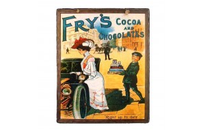 Vintage χειροποίητο πινακάκι σοκαλατοποιίας cocoa and chocolates 20x25 εκ