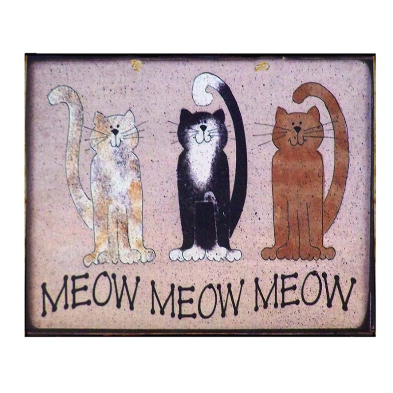 Vintage πίνακας χειροποίητος με γάτες 25x20 εκ