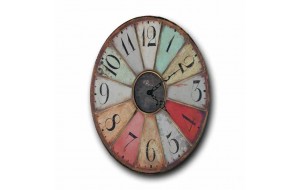 Vintage ρολόι τοίχου Paris mix oval ξύλινο χειροποίητο 48x64 εκ