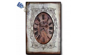Vintage ρολόι τοίχου café de ville ξύλινο χειροποίητο 32x48 εκ