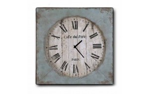 Vintage ρολόι τοίχου café du Parc ξύλινο χειροποίητο