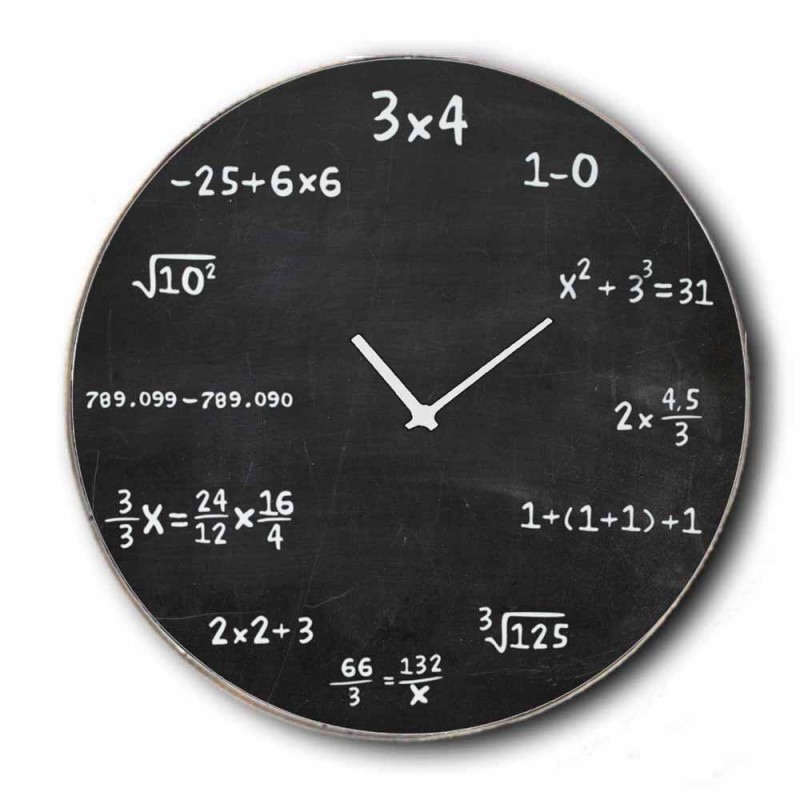 Vintage ρολόι τοίχου maths ξύλινο χειροποίητο