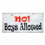 Vintage ξύλινος χειροποίητος πίνακας no boys allowed 25x20 εκ