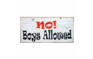 Vintage ξύλινος χειροποίητος πίνακας no boys allowed 25x20 εκ