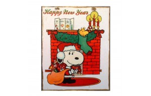 Xειροποίητο Χριστουγεννιάτικο ταμπελάκι cartoon happy New Year 20x25 εκ