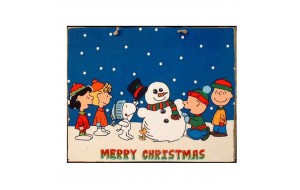 Xειροποίητο Χριστουγεννιάτικο ταμπελάκι με cartoon και χιονάνθρωπο 25x20 εκ