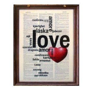 Ξύλινος ρετρό πίνακας χειροποίητος love σε διάφορες γλώσσες 20x25 εκ
