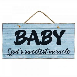 Ξύλινος χειροποίητος πίνακας baby sweetest miracle