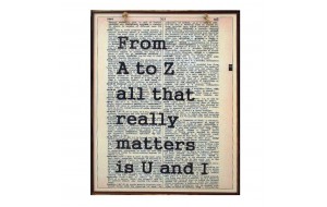 Ξύλινος ρετρό πίνακας χειροποίητος εφημερίδα με μήνυμα αγάπης 20x25 εκ