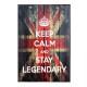 Ξύλινος ρετρό πίνακας χειροποίητος keep calm and stay legendary 20x30 εκ