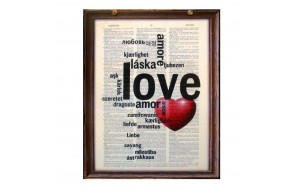 Ξύλινος ρετρό πίνακας χειροποίητος love σε διάφορες γλώσσες 20x25 εκ