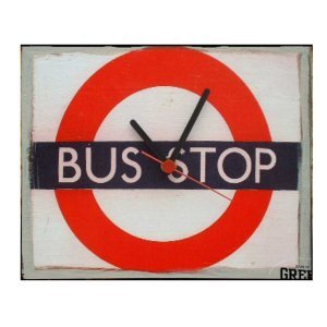 Bus Stop ρετρό ρολόι τοίχου χειροποίητο