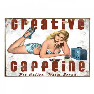 Creative caffeine vintage ξύλινος πίνακας 30x20 εκ