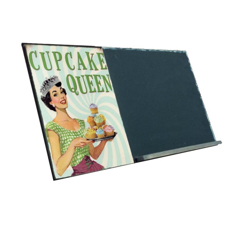 Cupcake Queen  Ξύλινος χειροποίητος μαυροπίνακας 38x26 εκ