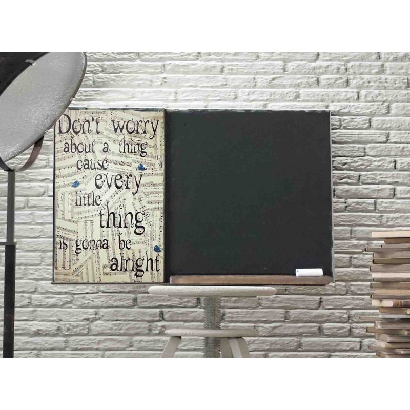 Don't Worry About a Thing  Ξύλινος χειροποίητος μαυροπίνακας 38x26 εκ