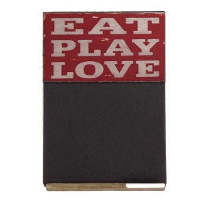 Eat play love ξύλινος χειροποίητος μαυροπίνακας 26x38 εκ