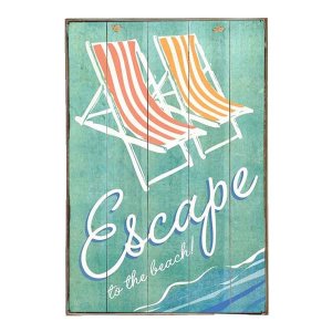 Escape to the beach Vintage Ξύλινο Πινακάκι 21 x 30 cm
