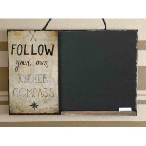 Follow Your Inner Compass  Ξύλινος Χειροποίητος Μαυροπίνακας 38 x 26 cm