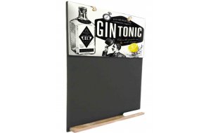 Gin Tonic  Ξύλινος Χειροποίητος Μαυροπίνακας 38 x 26 cm