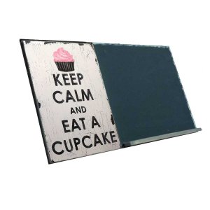 Keep Calm and Eat a Cupcake  Ξύλινος χειροποίητος μαυροπίνακας 38x26 εκ