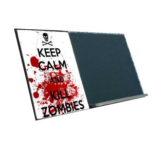 Keep Calm and Kill Zombies  Ξύλινος Χειροποίητος Μαυροπίνακας 38 x 26 cm