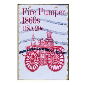 Fire pumper ξύλινος χειροποίητος πίνακας γραμματόσημο
