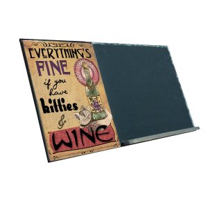 Kitties and Wine  Ξύλινος χειροποίητος μαυροπίνακας 38x26 εκ
