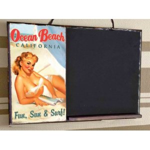 Ocean Beach  Ξύλινος χειροποίητος μαυροπίνακας 38x26 εκ