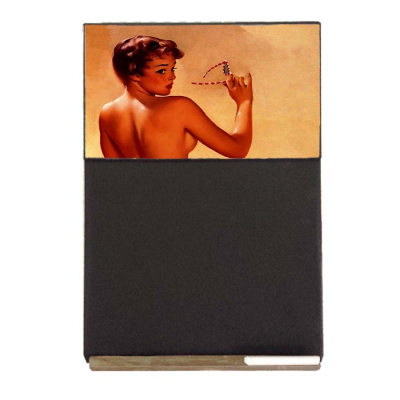 Pin Up Girl Ξύλινος Χειροποίητος Μαυροπίνακας 38 x 26 cm