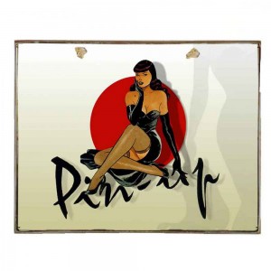 Pin up girl vintage ξύλινος πίνακας 30x20 εκ