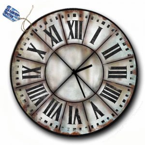 Ξύλινο χειροποίητο ρολόι roman numbers 48 εκ
