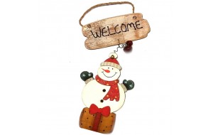 Χριστουγεννιάτικο στολίδι ξύλινο Welcome Snowman 17 εκ