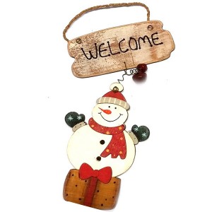 Χριστουγεννιάτικο στολίδι ξύλινο Welcome Snowman 17 εκ
