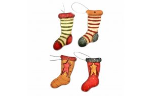 Xριστουγεννιάτικα Στολίδια Κάλτσες σετ των τεσσάρων 10 εκ
