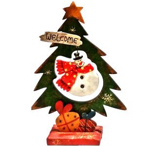Χριστουγεννιάτικο Ξύλινο Δεντράκι Snowman 26cm